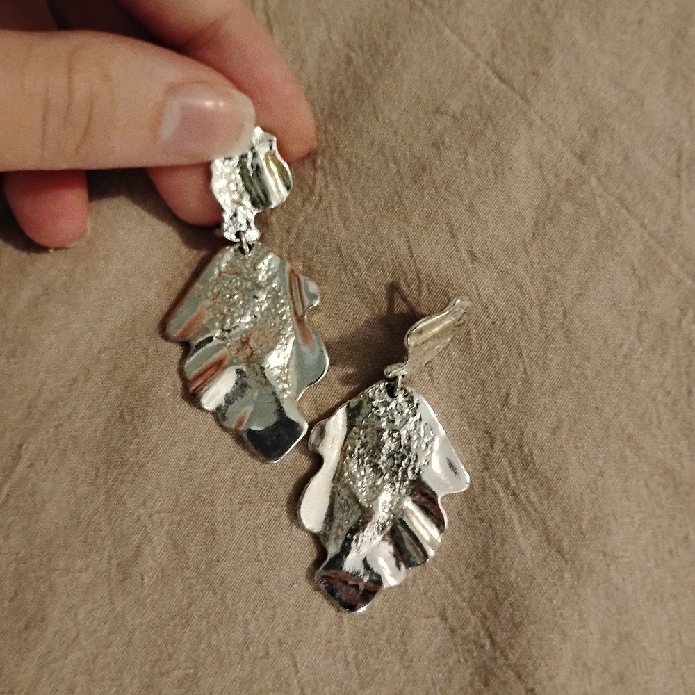 Pilgrim silver jagged dangle earrings